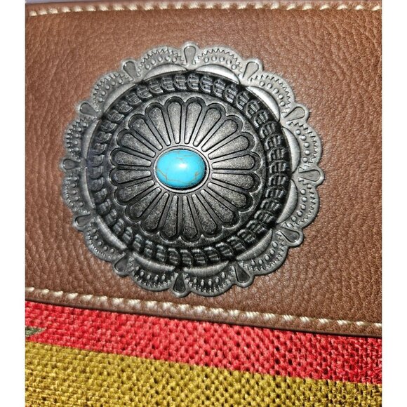 Wrangler Southwestern Rodeo Western Aztec Top Zip Shoulder Tote Bag - Picture 12 of 13